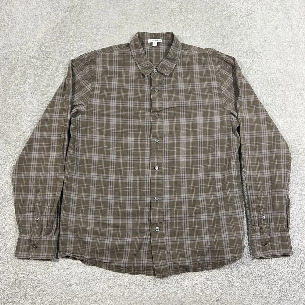 James Perse Shirt Mens Size 3 (Large) Button Up Long Sleeve Plaid
